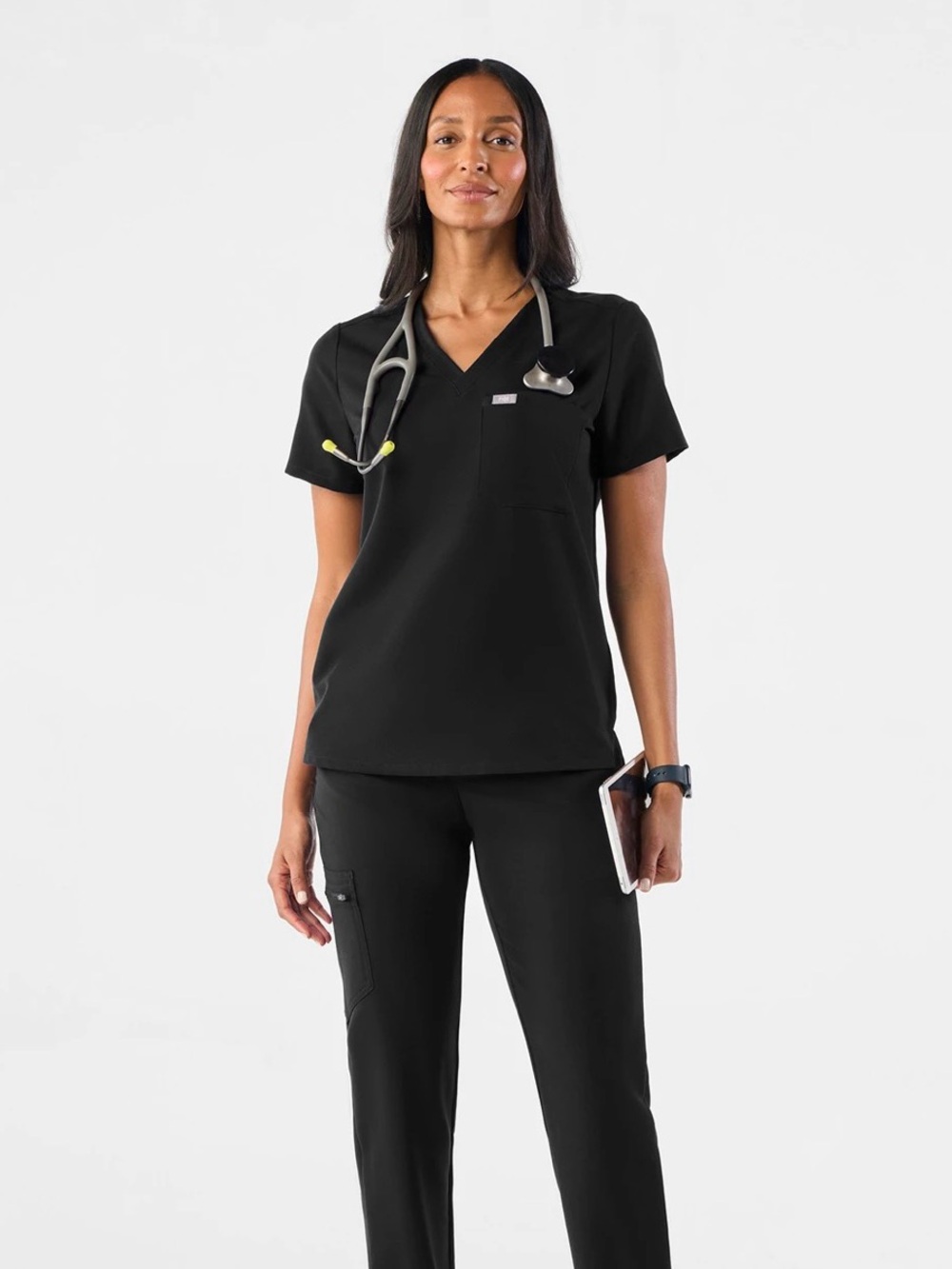 Figs Catarina One Pocket Scrub Top Black